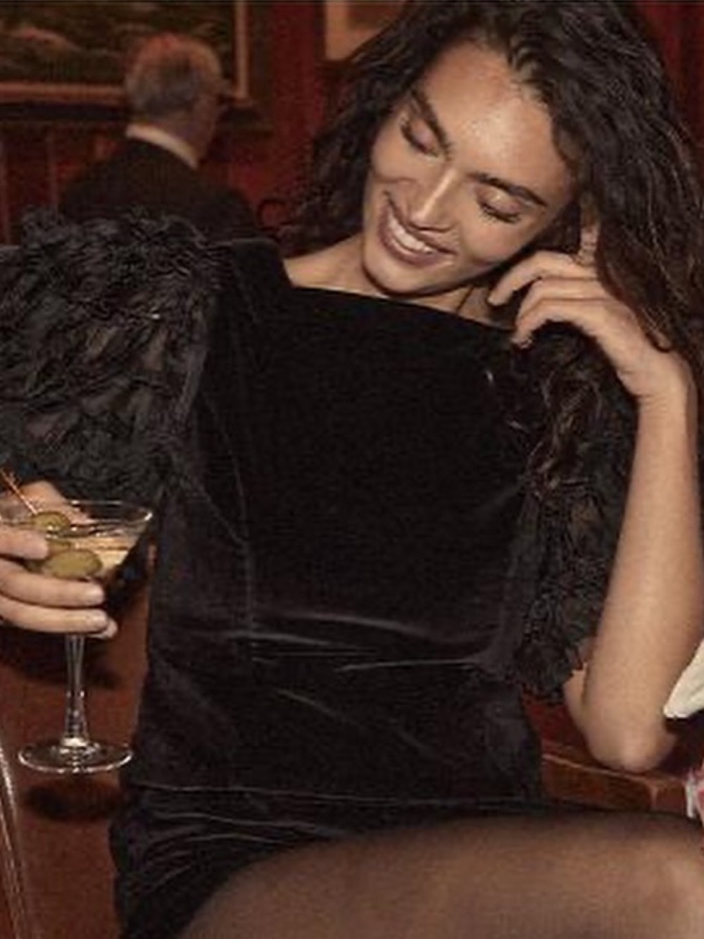 DÔEN Heirloom Black Ruffle-Sleeve Clarette Top Velvet and Silk Sz XS - Picture 5 of 12